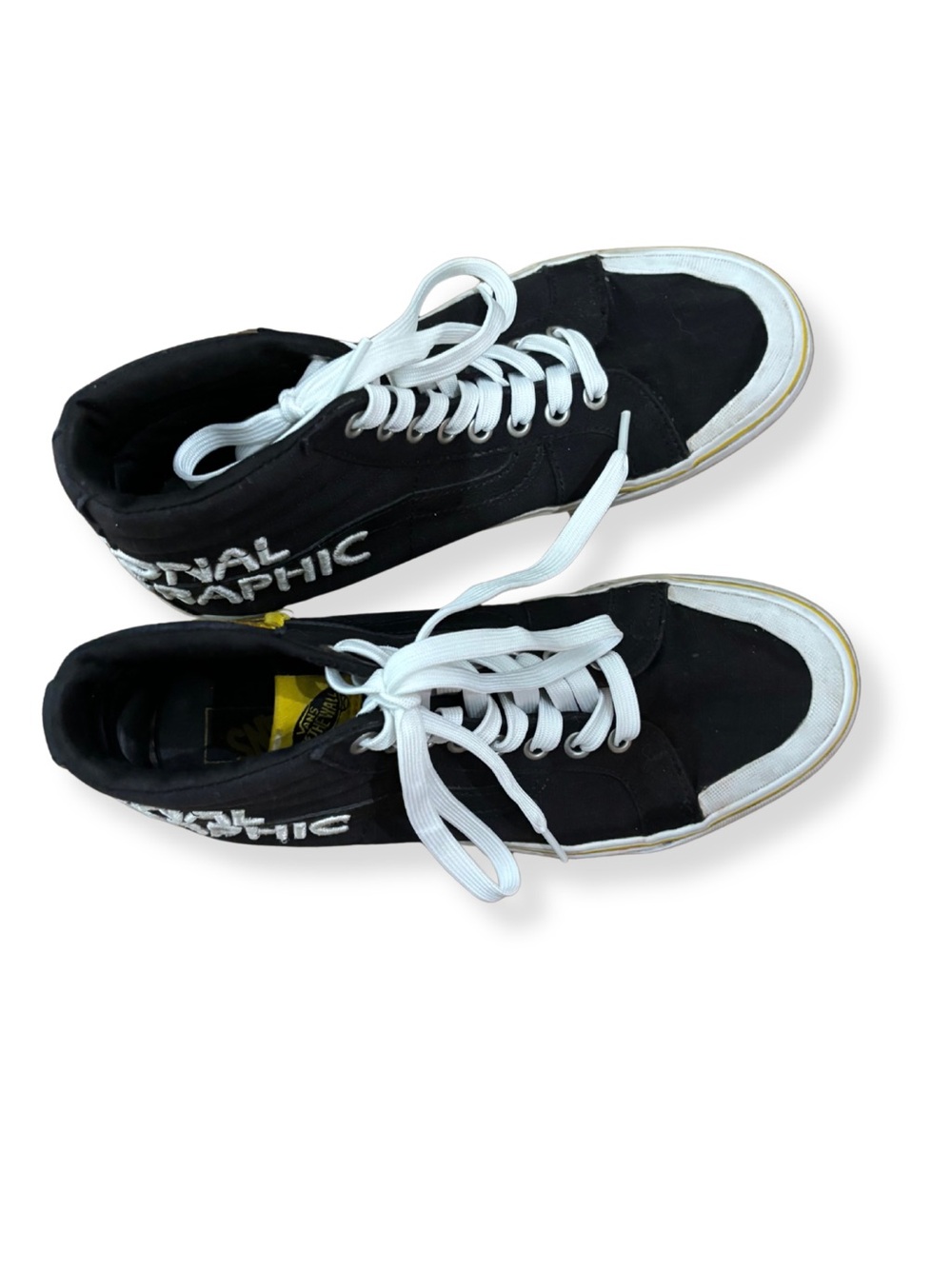 Vans x National Geographic Sk8-Hi Black Yellow Embroidered Sneakers Size 7 - Picture 5 of 13